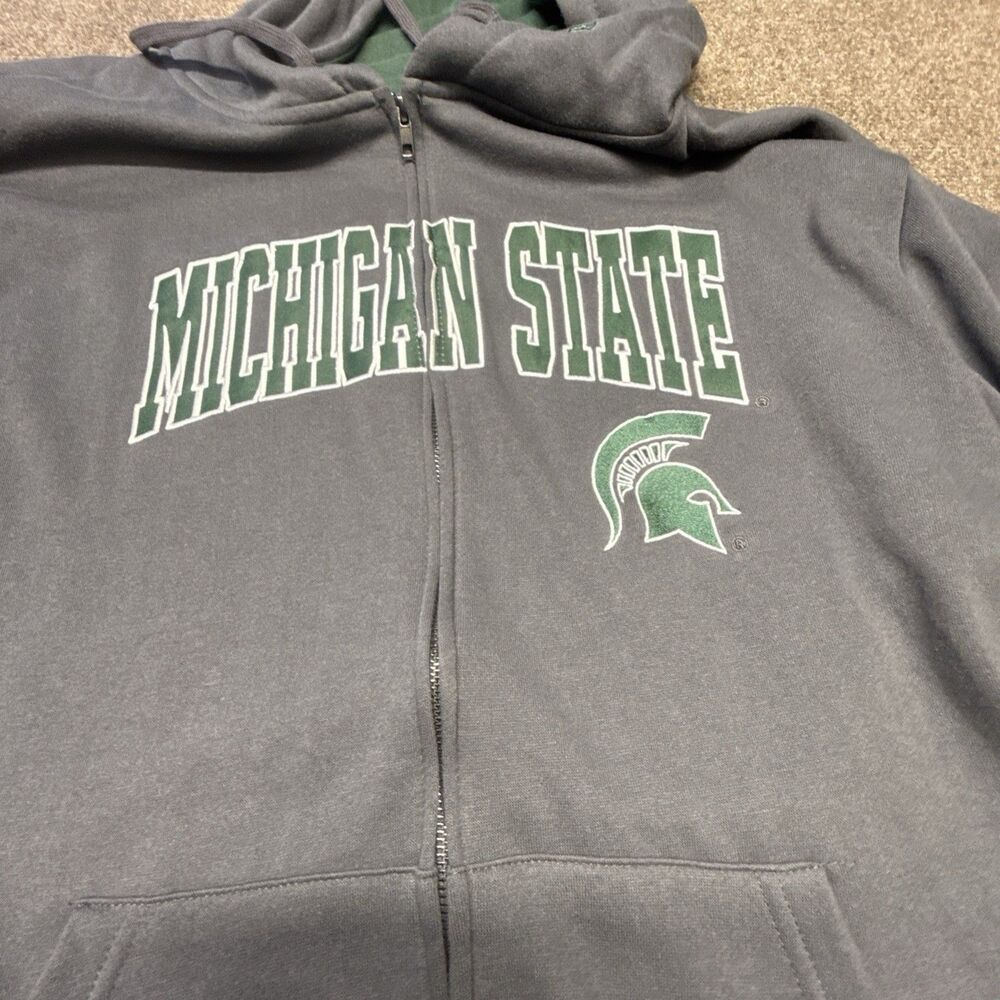 Colosseum Michigan State Spartans Hoodie Mens XL Gray Full Zip Embroidered - Picture 3 of 8
